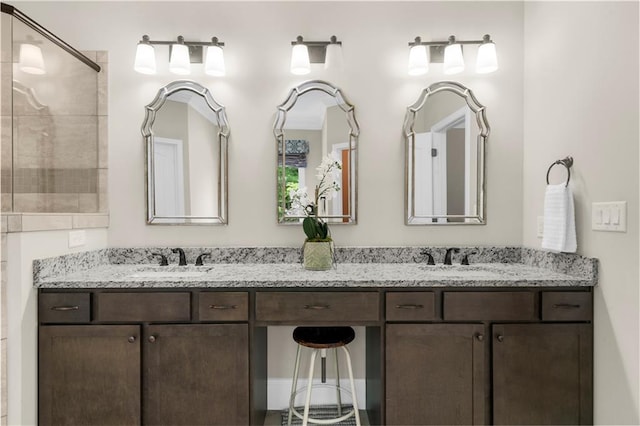 989 Pink Williams Rd, Dahlonega, GA 30533 - full bathroom with double vanity and tiled shower
