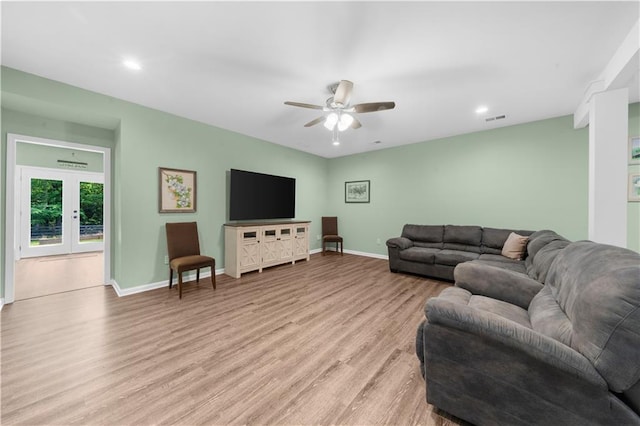 989 Pink Williams Rd, Dahlonega, GA 30533 - living area featuring light wood-style floors, ceiling fan, baseboards, and recessed lighting