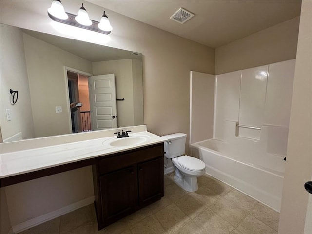 full bathroom with vanity, toilet, and shower / bath combination