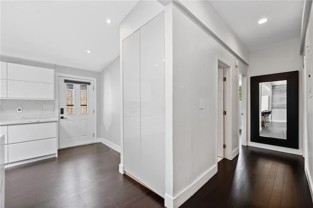 2123 Drew Valley Rd NE, Brookhaven, GA 30319 - foyer with dark wood-type flooring, baseboards, and recessed lighting