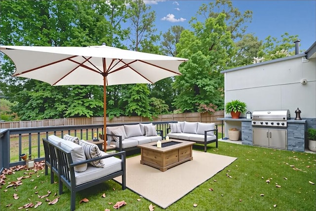 2123 Drew Valley Rd NE, Brookhaven, GA 30319 - view of patio featuring an outdoor living space and a grill