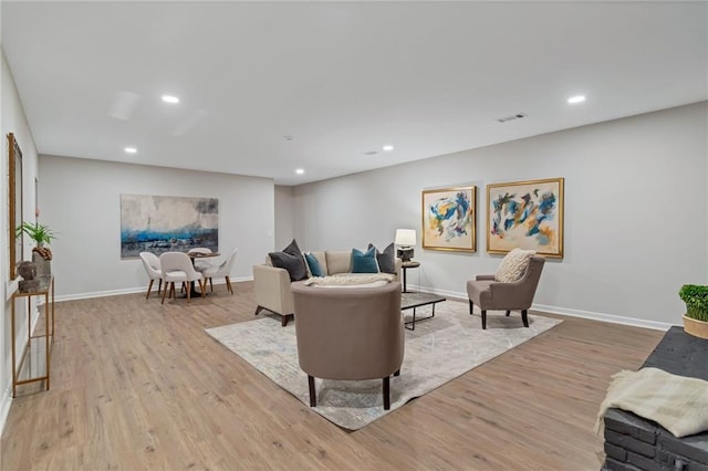 living room featuring light hardwood / wood-style floors