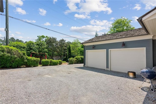 view of detached garage