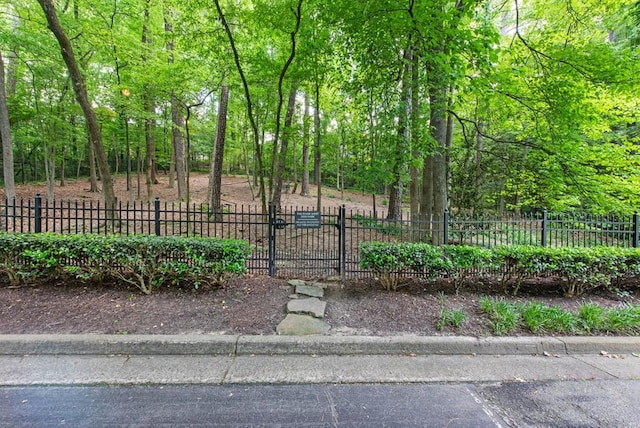 view of gate with fence