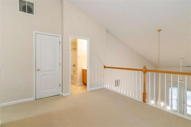 184 Darbys Crossing Ct, Hiram, GA 30141 - bonus room with light carpet, high vaulted ceiling, and baseboards
