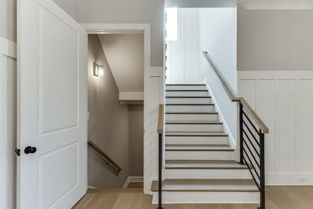 4781 Falling Brook Dr, Flowery Branch, GA 30542 - stairway featuring wood finished floors