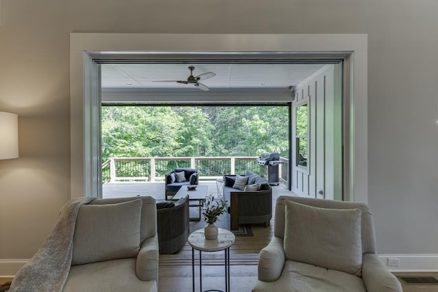 4781 Falling Brook Dr, Flowery Branch, GA 30542 - living room with baseboards and wood finished floors