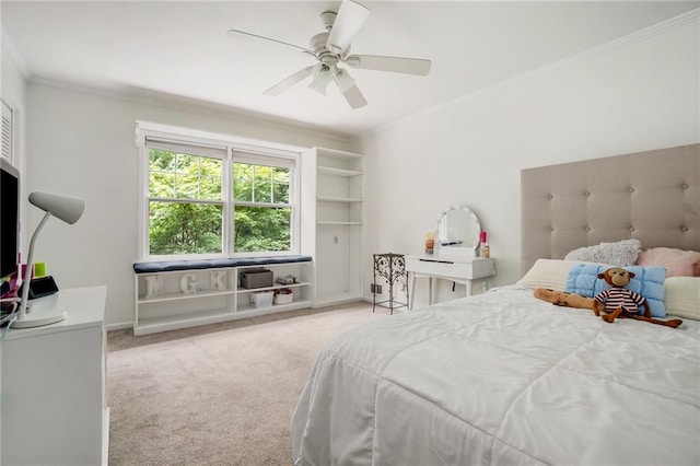 1935 Northbrooke Ln, Dunwoody, GA 30338 - carpeted bedroom with crown molding and ceiling fan