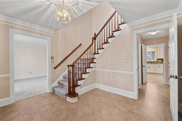 4116 River Cliff Chase SE, Marietta, GA 30067 - entryway featuring stairs, a chandelier, carpet floors, baseboards, and visible vents