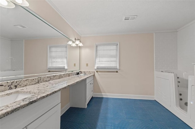 4116 River Cliff Chase SE, Marietta, GA 30067 - bathroom with a notable chandelier, ornamental molding, a sink, and double vanity