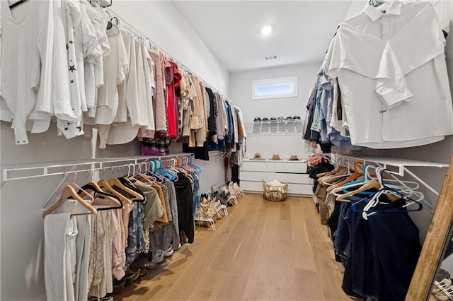 spacious closet with hardwood / wood-style flooring