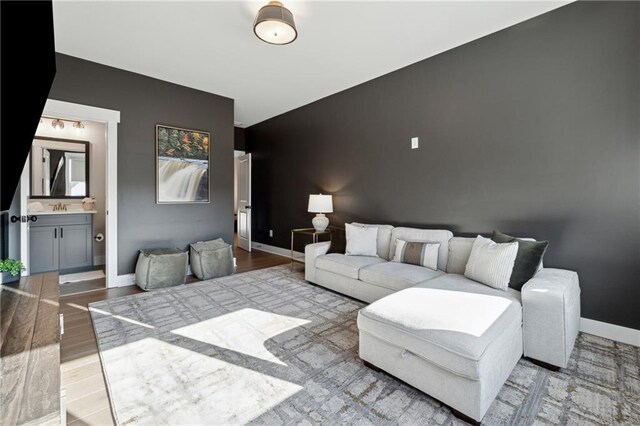 living room featuring light hardwood / wood-style flooring