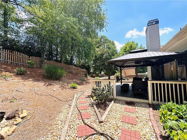 1739 Praters Pt, Dacula, GA 30019 - view of yard featuring a gazebo, fence, and a deck