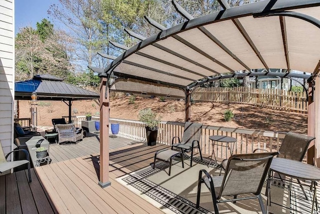 1739 Praters Pt, Dacula, GA 30019 - wooden deck with a gazebo, a pergola, and fence