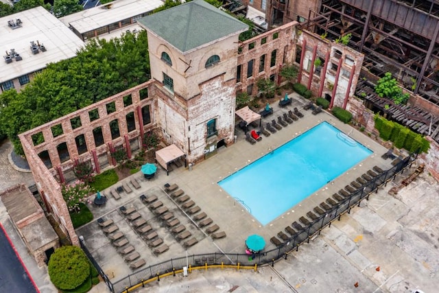 pool with a patio
