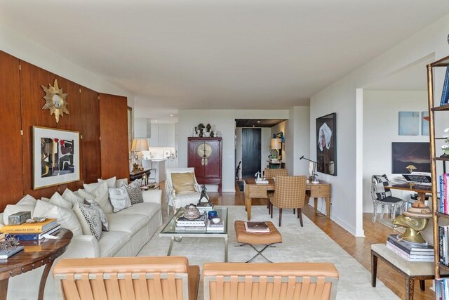 living room featuring light hardwood / wood-style floors