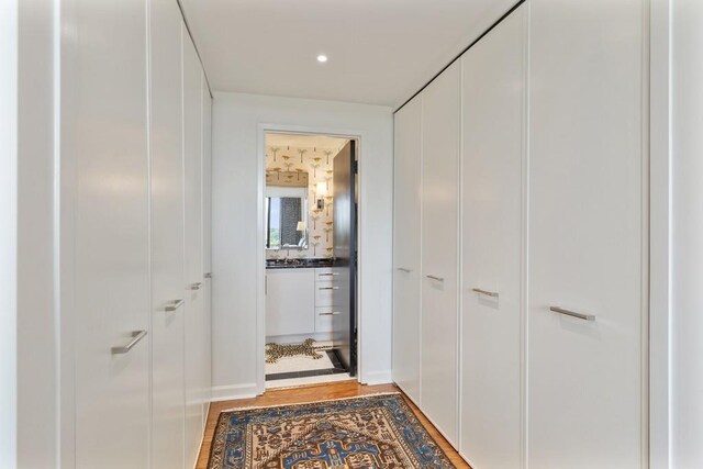 hall featuring hardwood / wood-style flooring