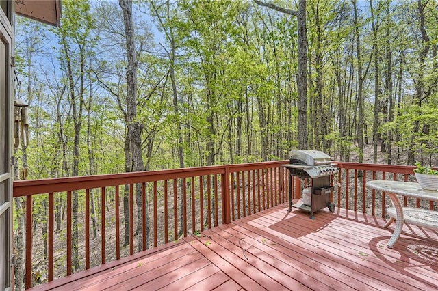 wooden deck featuring grilling area