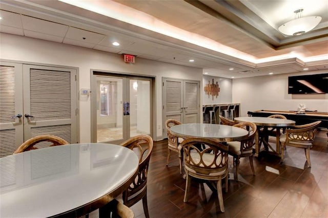 3481 Lakeside Dr NE Unit 902, Atlanta, GA 30326 - dining room with french doors, hardwood / wood-style flooring, and recessed lighting