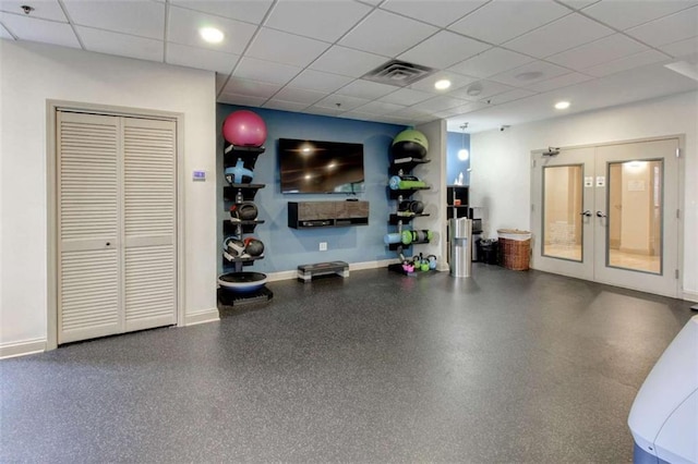 3481 Lakeside Dr NE Unit 902, Atlanta, GA 30326 - workout area featuring a paneled ceiling and french doors