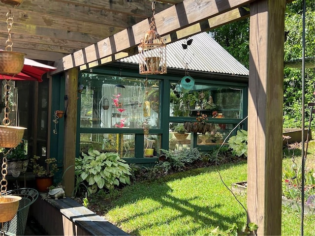 exterior space with a sunroom