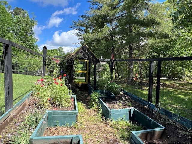 view of yard featuring a garden