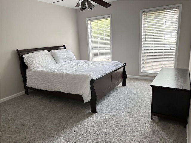 bedroom featuring carpet and ceiling fan