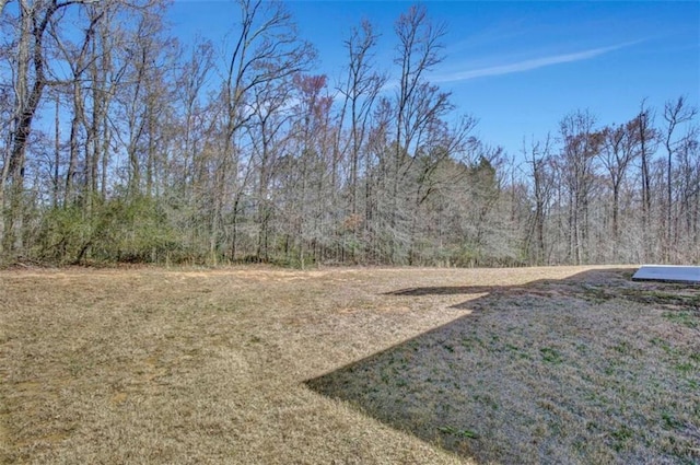 view of yard with a forest view