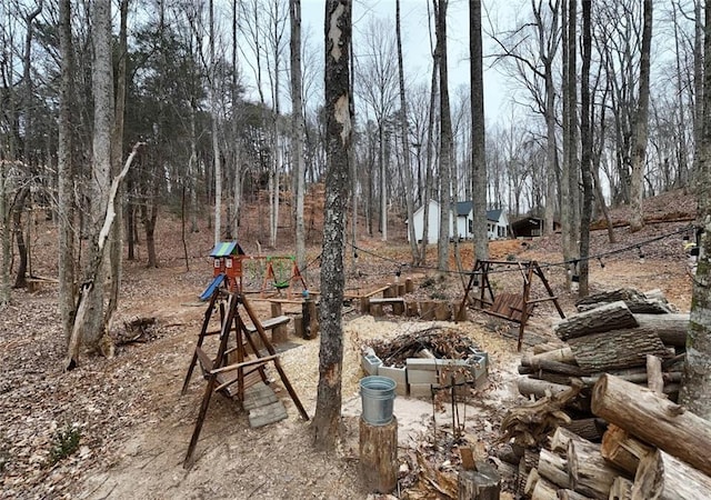 view of yard featuring a playground