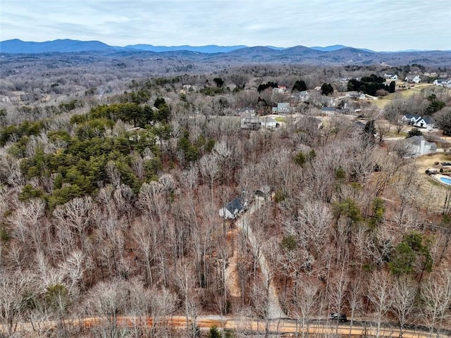 bird's eye view with a mountain view