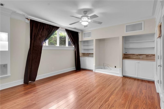 470 Manor Oak Ln SE, Marietta, GA 30067 - unfurnished bedroom featuring ornamental molding, light wood finished floors, baseboards, and ceiling fan