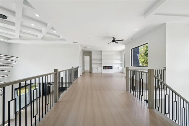 155 Westbrook St, Buford, GA 30518 - hallway with beam ceiling, recessed lighting, coffered ceiling, and wood finished floors