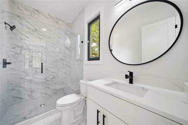 155 Westbrook St, Buford, GA 30518 - full bath featuring toilet, vanity, marble finish floor, and a marble finish shower
