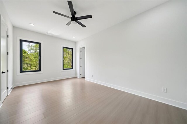 155 Westbrook St, Buford, GA 30518 - empty room featuring recessed lighting, ceiling fan, baseboards, and wood finished floors