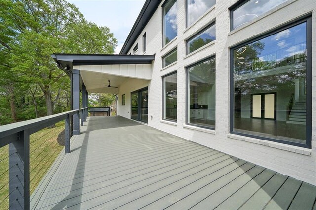 155 Westbrook St, Buford, GA 30518 - wooden terrace featuring ceiling fan