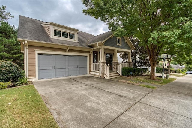 view of front of home with a front yard and a porch