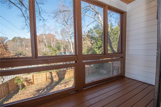 view of unfurnished sunroom