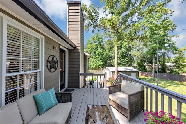 70 Maplewood Ln, Acworth, GA 30101 - wooden terrace featuring a shed and outdoor lounge area