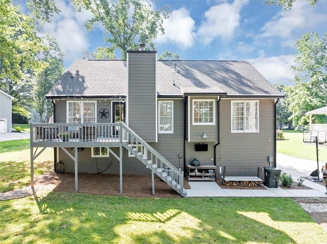 70 Maplewood Ln, Acworth, GA 30101 - rear view of property with a lawn, a chimney, a patio area, and a deck