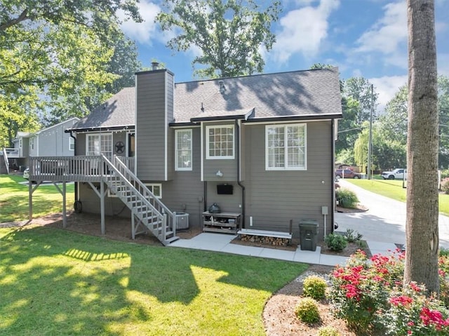70 Maplewood Ln, Acworth, GA 30101 - rear view of property with a patio area, a wooden deck, stairs, and a lawn