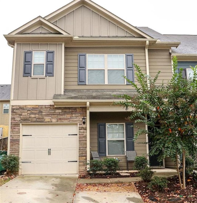 view of front of property with a garage