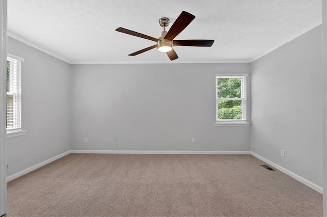 19 Quail Hollow Ct, Dallas, GA 30157 - spare room with light colored carpet, ceiling fan, ornamental molding, and baseboards