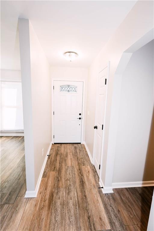 doorway to outside featuring hardwood / wood-style floors