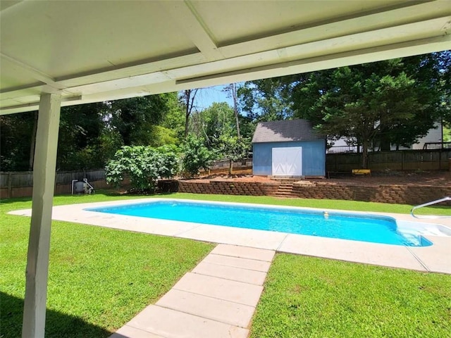 2913 Jordan Forest Trl, Lawrenceville, GA 30044 - view of pool with a fenced backyard and a shed