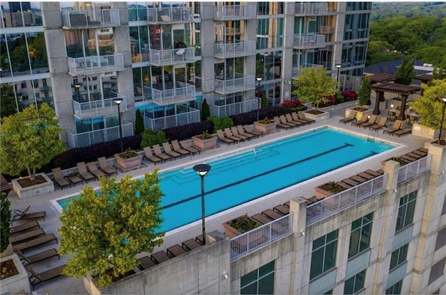 community pool with a patio