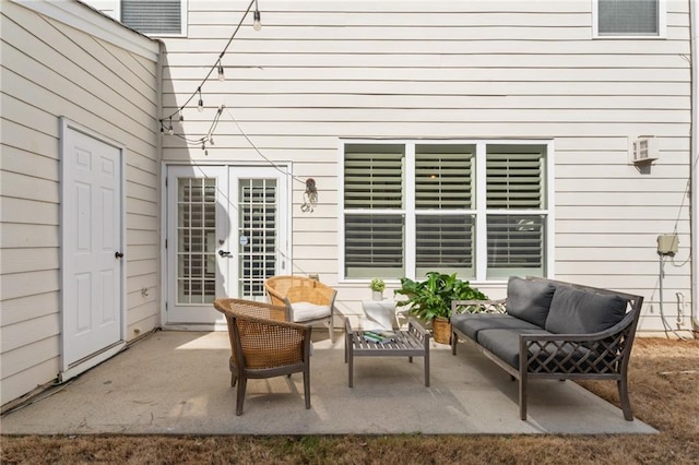 view of patio / terrace with french doors and outdoor lounge area