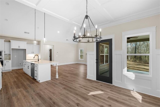 473 Nugget Rd, Carrollton, GA 30117 - kitchen featuring a sink, visible vents, white cabinetry, light countertops, and an island with sink