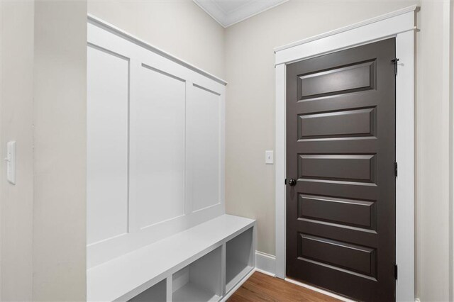 473 Nugget Rd, Carrollton, GA 30117 - mudroom with ornamental molding and wood finished floors