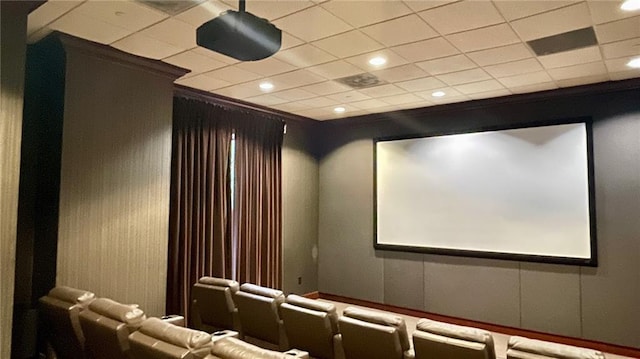 cinema room with recessed lighting