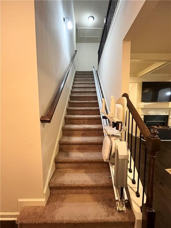 stairway with baseboards